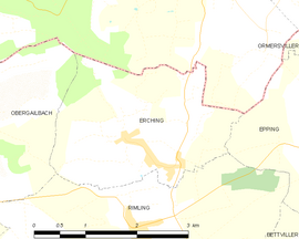 Mapa obce Erching