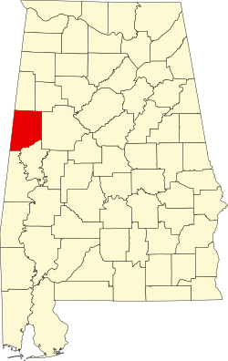 Karte von Pickens County innerhalb von Alabama