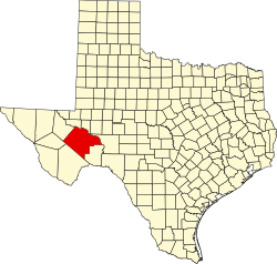 Karte von Pecos County innerhalb von Texas