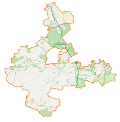 Mapa konturowa powiatu skierniewickiego, blisko centrum na prawo znajduje się punkt z opisem „Suliszew”