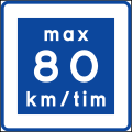 Rekommenderad lägre hastighet max 80 km/h