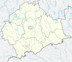 Mapa konturowa powiatu szczycieńskiego, u góry po lewej znajduje się punkt z opisem „Rudziska Pasymskie”