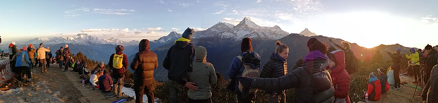 A sunrise panoramic view from Poon Hill