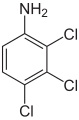 Deutsch: Struktur von 2,3,4-Trichloranilin English: Structure of 2,3,4-Trichloroaniline