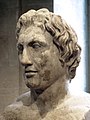 Herma con busto de Alejandro. Copia romana en mármol de un original de Lisipo (ca. 330 a. C.). Museo del Louvre.