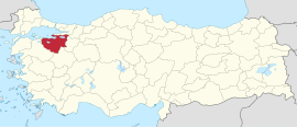 Location of the province within Turkey