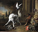 Собака охраняет цесарку. Ок. 1680. Холст, масло. Центральный музей, Утрехт
