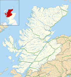 Mapa konturowa Highland, blisko centrum na prawo znajduje się punkt z opisem „Fortrose”