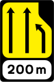 W 092R Lane Loss (Three to Two Lanes) - Right (with 200m panel)