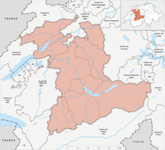 Mapa konturowa Berna, w centrum znajduje się punkt z opisem „Stockhorn Arena”