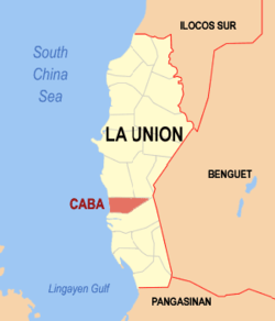 Mapa han La Union nga nagpapakita kon hain nahamutang an Caba