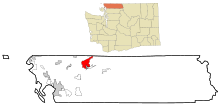 Whatcom County Washington Incorporated and Unincorporated areas Peaceful Valley Highlighted.svg