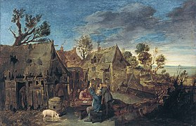 Adriaen Brouwer (Attrib.d to) - Dorp Scene met mannen drinkt.jpg