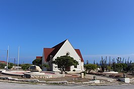 De kerk van Lago Colony die nu door Seroe Colorado wordt gebruikt