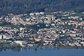 Jona, Ansicht vom Etzel, im Vordergrund der Obersee