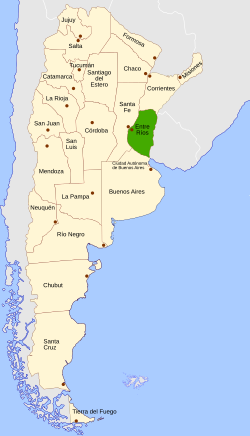 Location of Entre Ríos within Argentina