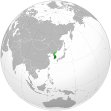 Projection of Asia with South Korea in green