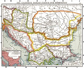 Provincia romana de Macedonia (también aparecen Panonia, Mesia, Dacia, Tracia y Dalmacia)