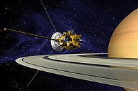La sonde Cassini se met en orbite autour de Saturne.
