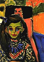 Fränzi ante una silla tallada (1910), de Ernst Ludwig Kirchner, Museo Thyssen-Bornemisza, Madrid.