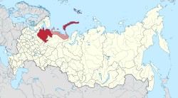 Az Arhangelszki terület fekvése Oroszországon belül