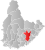 Birkenes markert med rødt på fylkeskartet