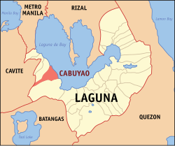 Mapa ng Laguna na nagpapakita ng lokasyon ng Cabuyao