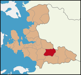 Map showing Bayındır District in İzmir Province