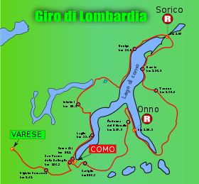 Karte Lombardei-Rundfahrt, ital. Giro di Lombardia