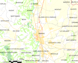 Mapa obce Pamiers