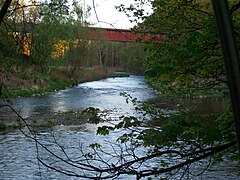 Mündung der Chemnitz bei Wechselburg, Brücke der Muldentalbahn (2016)