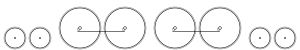 Diagram of one small leading wheel, and four large driving wheels joined by a coupling rod