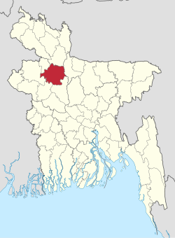 Bản đồ thể hiện vị trí của huyện Bogra ở Bangladesh
