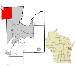 Location in Brown County and the state of Wisconsin