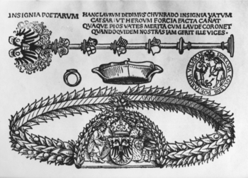 Hans Burgkmair der Ältere: Die Insignien des Poetenkollegs, 1504