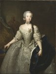 Lovisa Ulrika i mantuaklänning typisk för hela perioden 1730-1770.