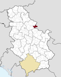 Location of Bela Crkva within Serbia