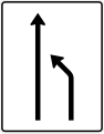 Zeichen 531-10 Einengungstafel; Darstellung ohne Gegenverkehr: noch ein Fahrstreifen links in Fahrtrichtung