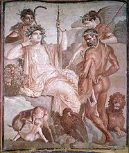 Telephus e Heracles (grego orixinal s. -II). H. 2,16 m. Fresco de Herculaneum, Nápoles MNArch