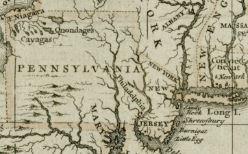 Pennsylvania-kort frá 1680.