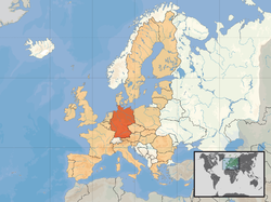  જર્મની નું સ્થાન  (orange) – in Europe  (camel & white) – in the European Union  (camel)  –  [Legend]