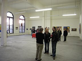 Art exhibit in the Malt House of the former Seattle Brewing and Malting Company, Georgetown