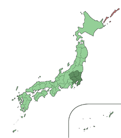 Ciart shawing location o Kantō region within Japan