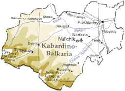 Kart over Kabardino-Balkaria.