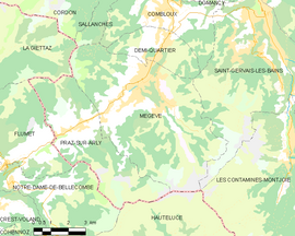 Mapa obce Megève