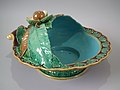 Chestnut server, 1865, 11 in, coloured glazes, naturalistic in style
