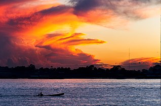 Sunset over the Amazon river near Leticia