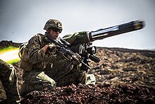 The Marines fires a FGM-148 Javelin missile during Exercise Bougainville II on 15 May 2019.jpg