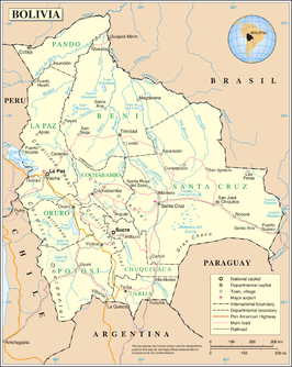 Kaart van Bolivia