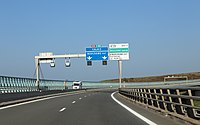 De A16 op het viaduct van Echinghen bij Boulogne-sur-Mer (Pas de Calais)